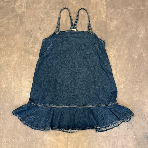 PILCRO Anthropologie Square Neck Denim Mini Dress Size Medium‎ - Picture 2 of 12